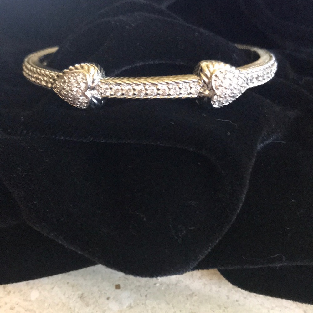 Judith RIPKA Sterling Diamonique 2 Heart Cuff